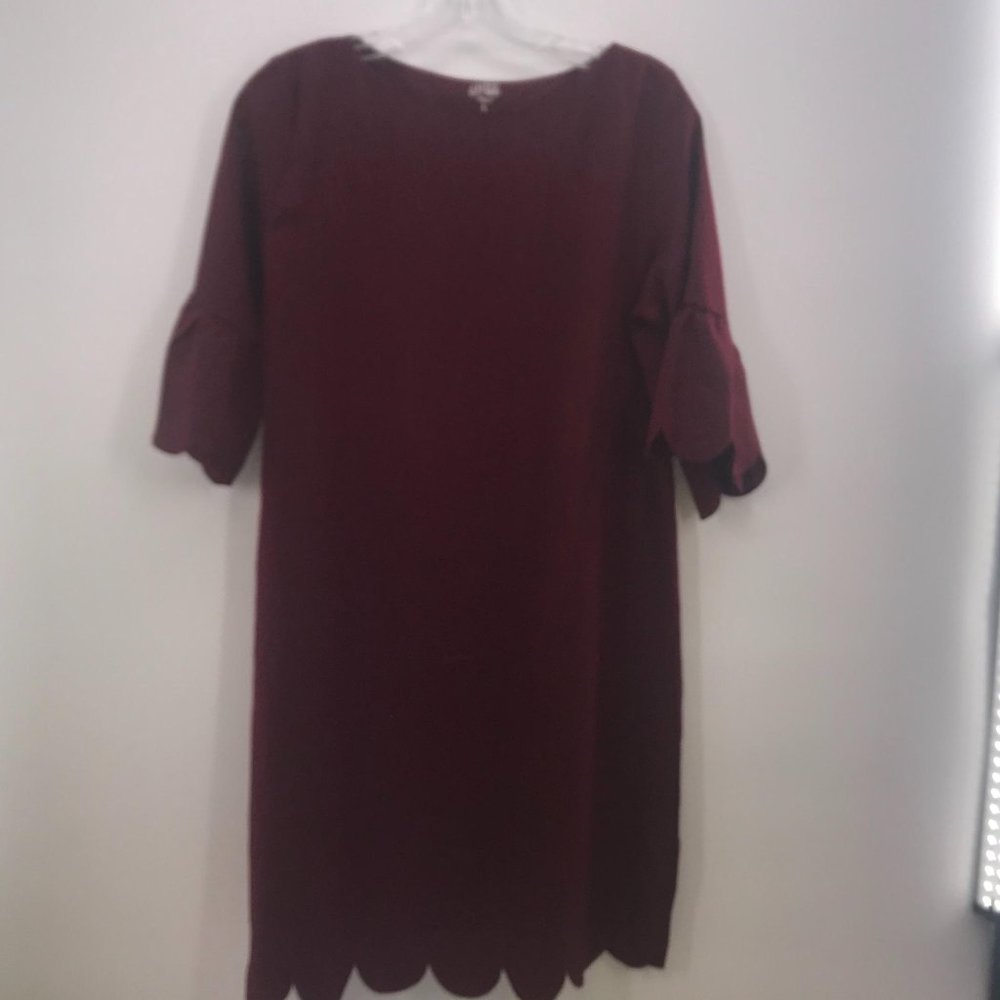 TICKLED TEAL MAROON 1/2 SLEEVE MID‎ DRESS